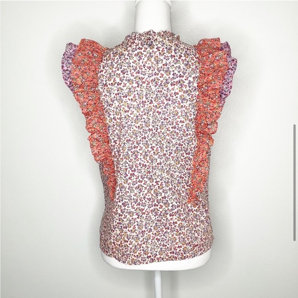 Ann Taylor Floral Ditsy sleeveless ruffle top - Picture 3 of 12